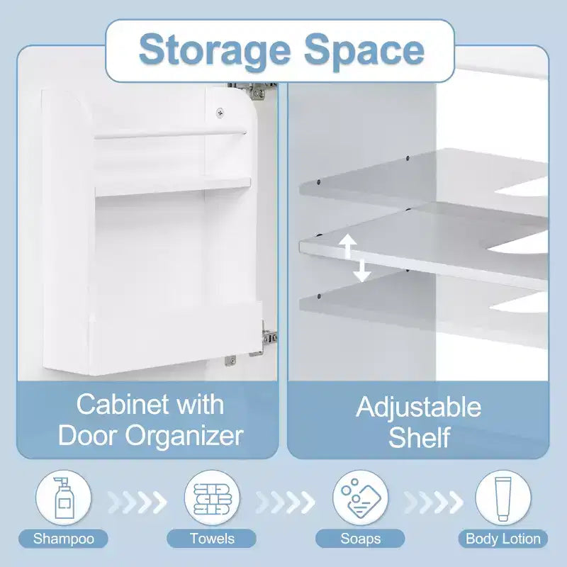 Mobile lavabo da bagno piccolo da 18 pollici, mobiletto da bagno con anta e ripiano regolabile, mobiletto lavabo singolo
