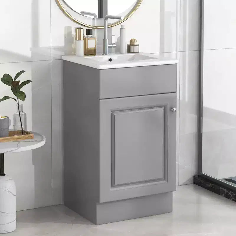 Mobile lavabo da bagno piccolo da 18 pollici, mobiletto da bagno con anta e ripiano regolabile, mobiletto lavabo singolo
