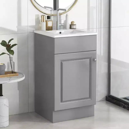 Mobile lavabo da bagno piccolo da 18 pollici, mobiletto da bagno con anta e ripiano regolabile, mobiletto lavabo singolo