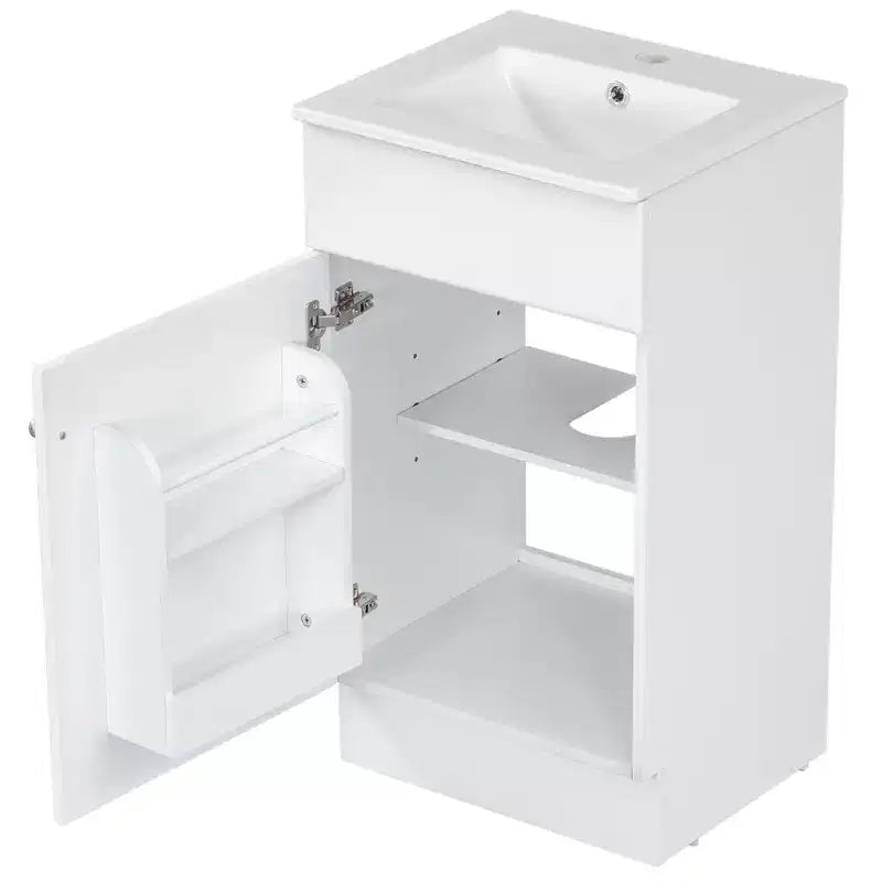 Mobile lavabo da bagno piccolo da 18 pollici, mobiletto da bagno con anta e ripiano regolabile, mobiletto lavabo singolo