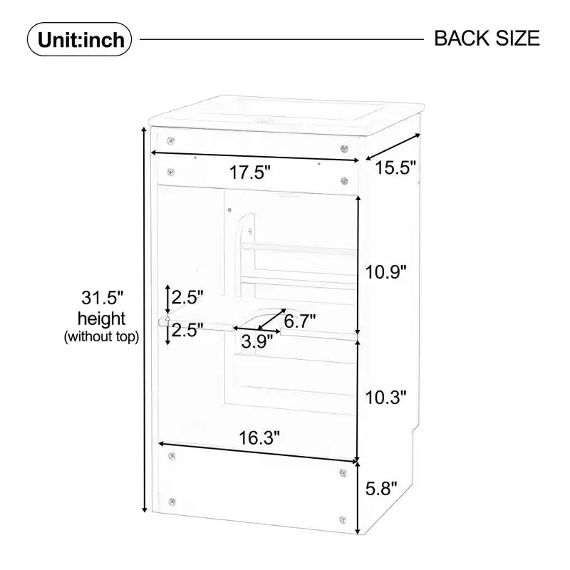 Mobile lavabo da bagno piccolo da 18 pollici, mobiletto da bagno con anta e ripiano regolabile, mobiletto lavabo singolo