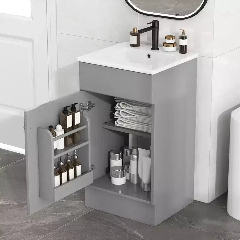 18 Small Bathroom Vanity Sink Combo, Bathroom storage Cabinet with Door Shelf and Adjustable Shelf, Single Sink Bathroom Vanity