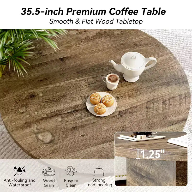 Tavolino da Caffè Dyonery, Tavolini da Salotto Moderni in Legno Ingegnerizzato, Tavolino da Accento in Legno Rustico Stile Fattoria per Soggiorno e Ufficio