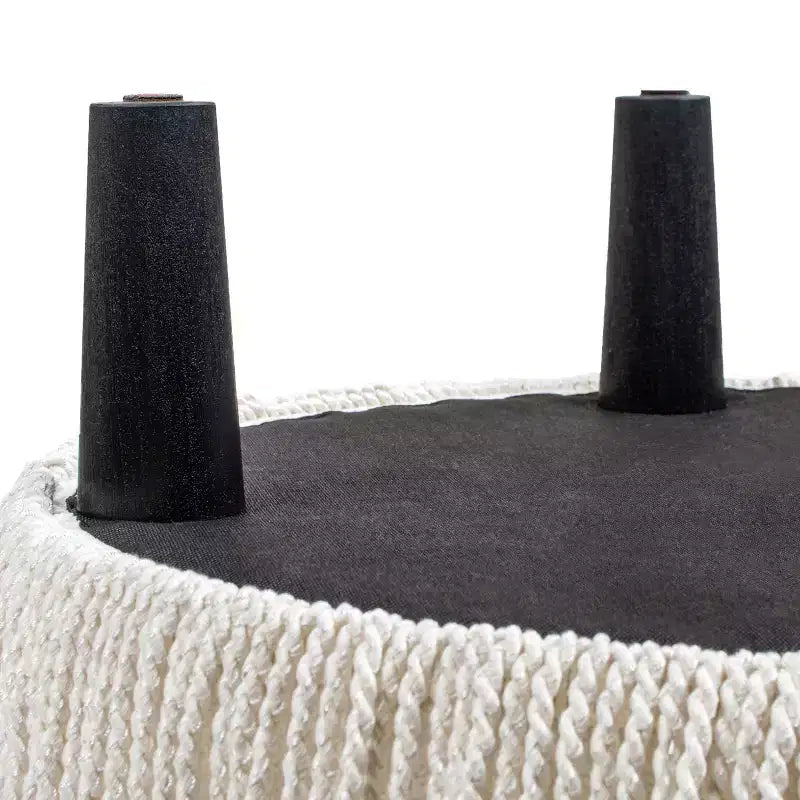 Pouf rotondo d'accento TUYOHW 24 con frange di passamaneria a nappa, Pouf in morbida ciniglia, Pouf poggiapiedi vintage per soggiorno e camera da letto, Bianco
