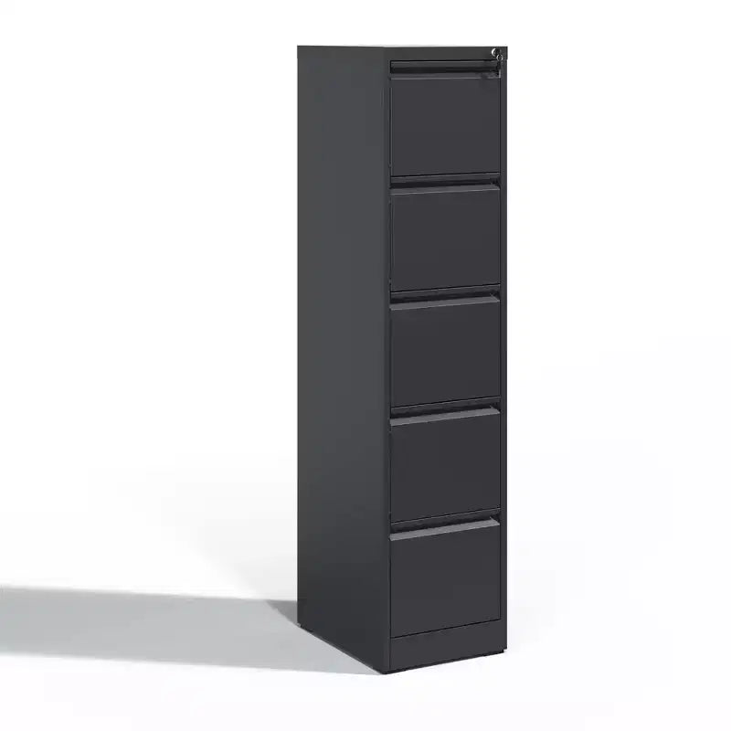 VIYET 64H Cassettiera verticale a 5 cassetti in metallo nero con serratura, classificatore in acciaio per ufficio domestico, adatto per formato A4/legale/lettera