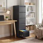 VIYET 64H Cassettiera verticale a 5 cassetti in metallo nero con serratura, classificatore in acciaio per ufficio domestico, adatto per formato A4/legale/lettera
