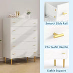 Cassettiera a 5 cassetti per camera da letto, Comò alto in legno rustico con cassetti grandi e maniglie a barra, texture naturale per soggiorno, corridoio