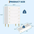 Cassettiera a 5 cassetti per camera da letto, Comò alto in legno rustico con cassetti grandi e maniglie a barra, texture naturale per soggiorno, corridoio
