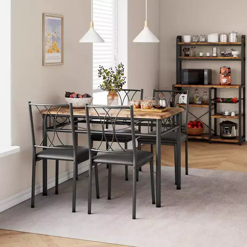 Set da pranzo per 4 persone, set di 5 pezzi tavolo e sedie da cucina, set tavolo da cucina rettangolare per piccoli spazi, appartamento, monolocale