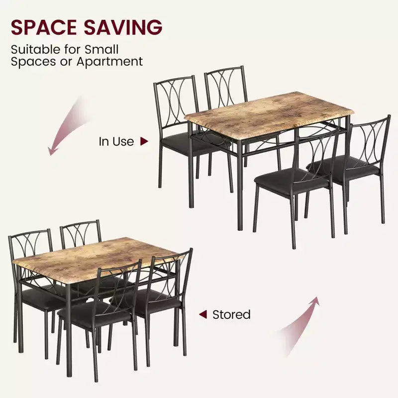 Set da pranzo per 4 persone, set di 5 pezzi tavolo e sedie da cucina, set tavolo da cucina rettangolare per piccoli spazi, appartamento, monolocale