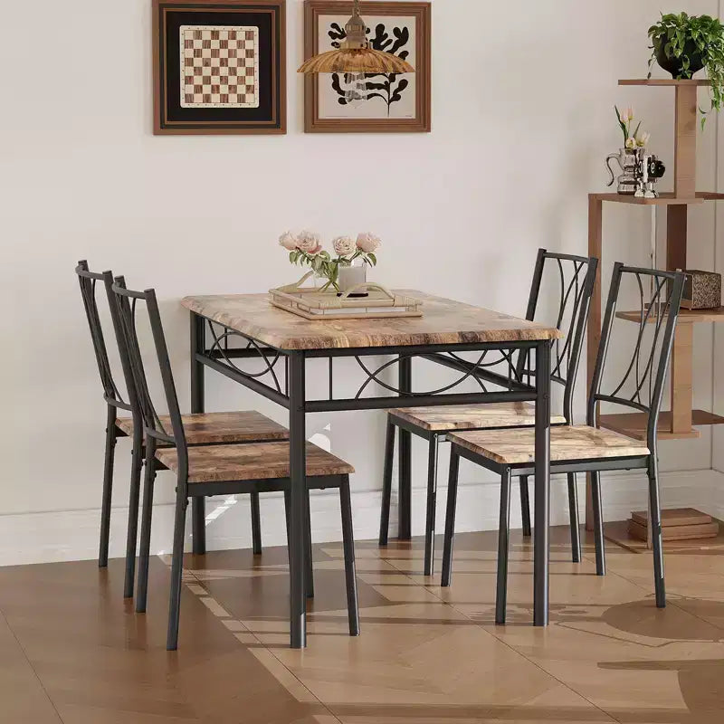 Set da pranzo per 4 persone, set di 5 pezzi tavolo e sedie da cucina, set tavolo da cucina rettangolare per piccoli spazi, appartamento, monolocale