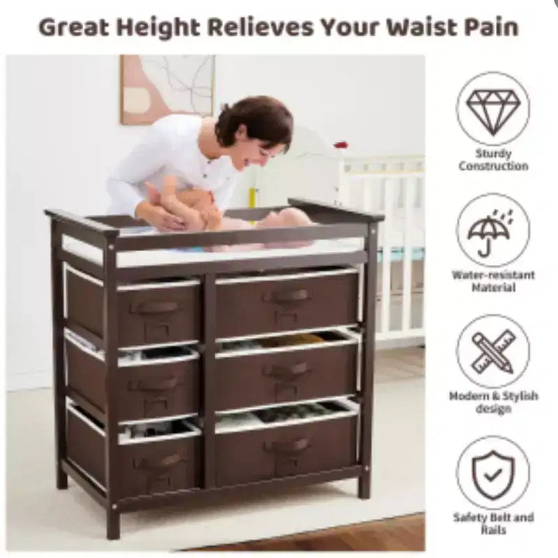 Fasciatoio a 6 cassetti (legno compensato e tessuto non tessuto)