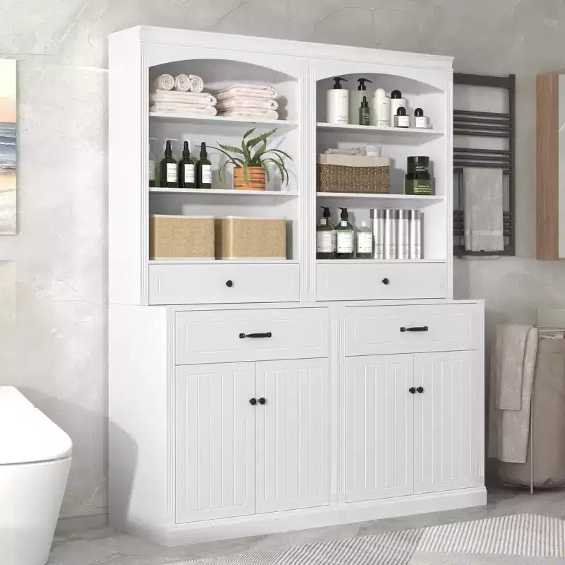 Mobile da bagno moderno in legno Olivia GDFStudio con ante chiuse, cassetti e ripiani regolabili