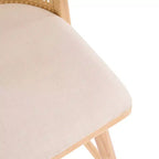 Set di 2 Sgabelli in Legno con Schienale in Rattan, Sedie da Bancone Imbottite Beige per Isola da Cucina, Home Bar o Ristorante-Panipeachy