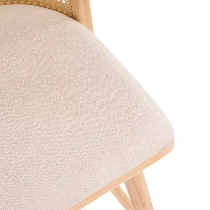 Set di 2 Sgabelli in Legno con Schienale in Rattan, Sedie da Bancone Imbottite Beige per Isola da Cucina, Home Bar o Ristorante-Panipeachy