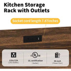Scaffale da Panettiere a 4 Ripiani per Cucina con Contenitore, Porta Microonde Industriale, Mobiletto Caffè per Piccoli Spazi, Scaffale da Cucina Autoportante