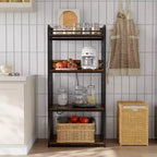 Scaffale da Panettiere a 4 Ripiani per Cucina con Contenitore, Porta Microonde Industriale, Mobiletto Caffè per Piccoli Spazi, Scaffale da Cucina Autoportante