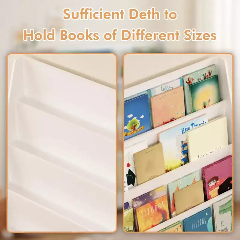Libreria e organizzatore a 4 livelli, libreria a scomparti a cinque strati, scaffale in legno, vetrina per sala giochi, aula, scuola