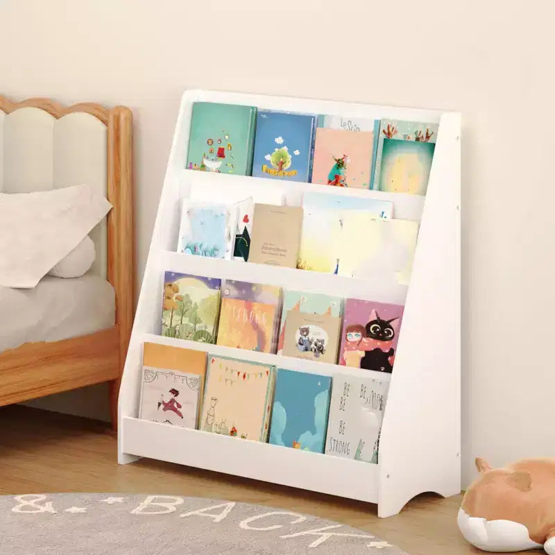 Libreria e organizzatore a 4 livelli, libreria a scomparti a cinque strati, scaffale in legno, vetrina per sala giochi, aula, scuola
