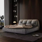 MAYEERTY Letto king-size imbottito di lusso con testiera imbottita oversize e struttura in legno massiccio, Grigio