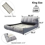 MAYEERTY Letto king-size imbottito di lusso con testiera imbottita oversize e struttura in legno massiccio, Grigio
