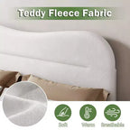 Telaio Letto Imbottito Matrimoniale in Tessuto Teddy Bouclé Testiera Bianco Nuvola Design Moderno Marshmallow Nessuna Rete a Molle Necessaria Robuste Doghe in Legno