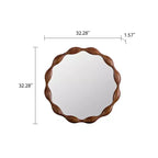 Specchio da parete rotondo 32,28, Specchio decorativo irregolare ondulato in stile rustico, Noce - ModernLuxe