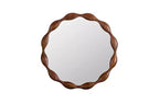 Specchio da parete rotondo 32,28, Specchio decorativo irregolare ondulato in stile rustico, Noce - ModernLuxe