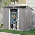 8x6 ft Outdoor Metal Storage Shed with Lockable Sliding Doors, Sloping Roof, Windows & Air Vents, Weather-Resistant Tool Shed