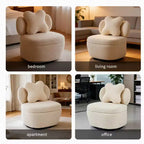 Poltrona girevole a 360° con vano portaoggetti, poltrona imbottita in velluto Teddy con cuscino ergonomico, tessuto antigraffio