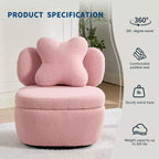 Poltrona girevole a 360° con vano portaoggetti, poltrona imbottita in velluto Teddy con cuscino ergonomico, tessuto antigraffio