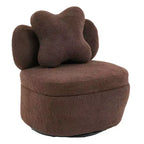Poltrona girevole a 360° con vano portaoggetti, poltrona imbottita in velluto Teddy con cuscino ergonomico, tessuto antigraffio