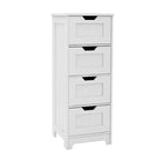 sumyeg White Freestanding Storage Cabinet with 4 Drawers, Ideal for Bathroom, Kitchen & Living Room Organization