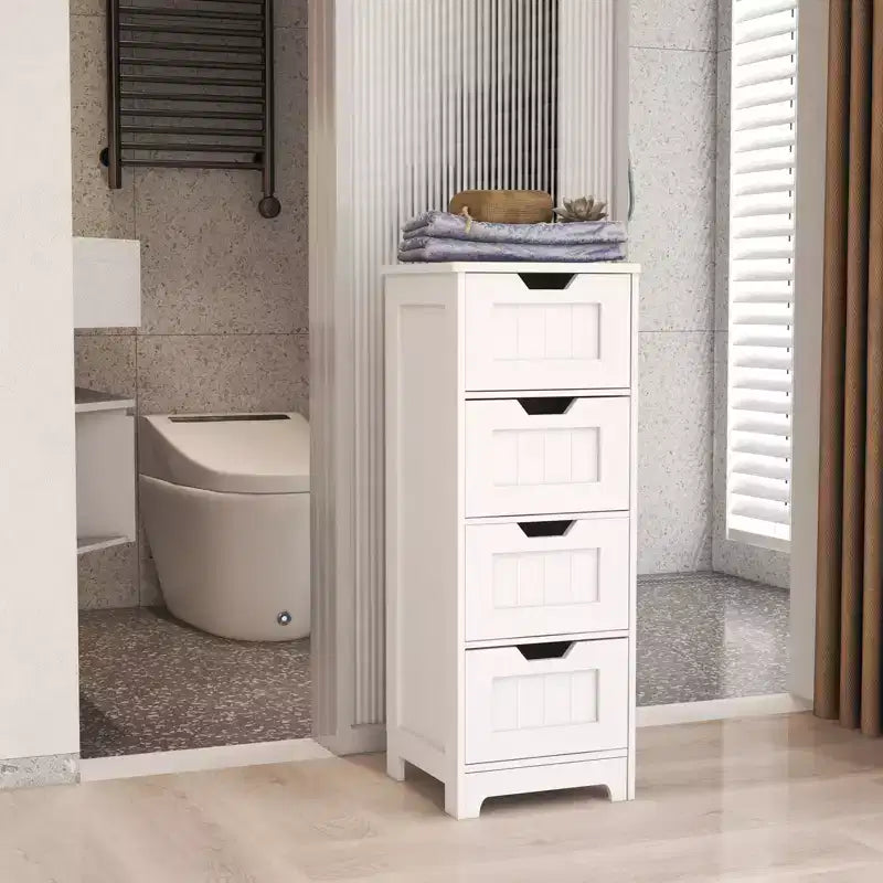 sumyeg Mobiletto da Bagno/Cucina/Soggiorno con 4 Cassetti, Bianco, Indipendente