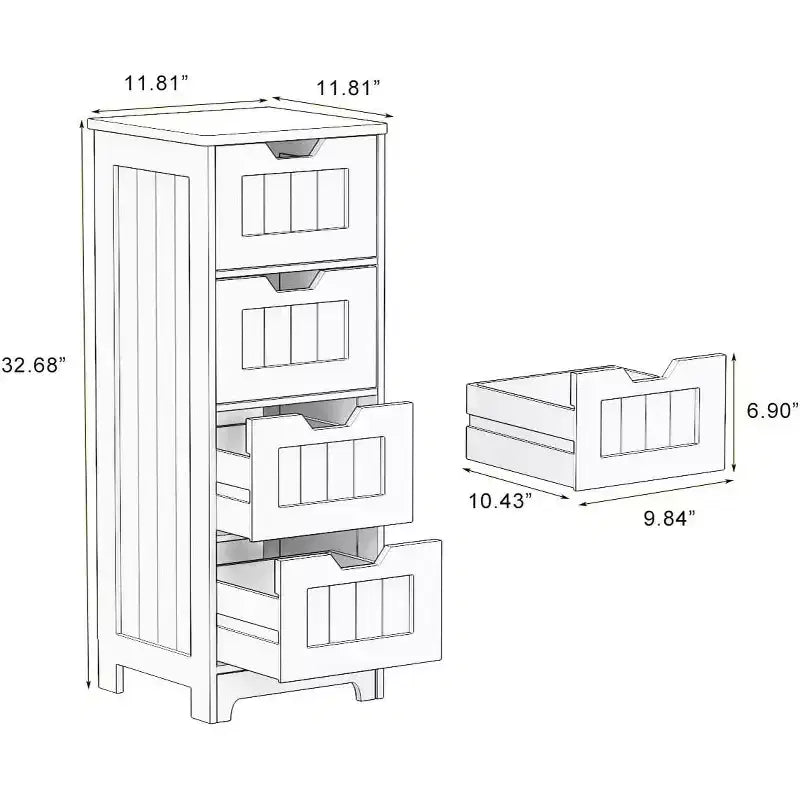 sumyeg Mobiletto da Bagno/Cucina/Soggiorno con 4 Cassetti, Bianco, Indipendente