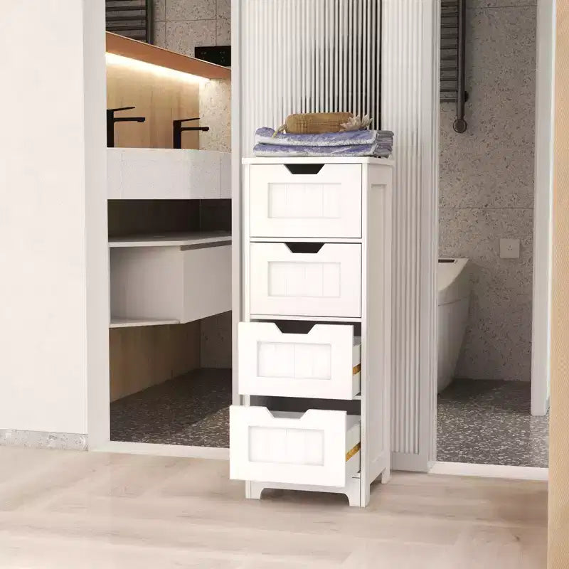 sumyeg Mobiletto da Bagno/Cucina/Soggiorno con 4 Cassetti, Bianco, Indipendente