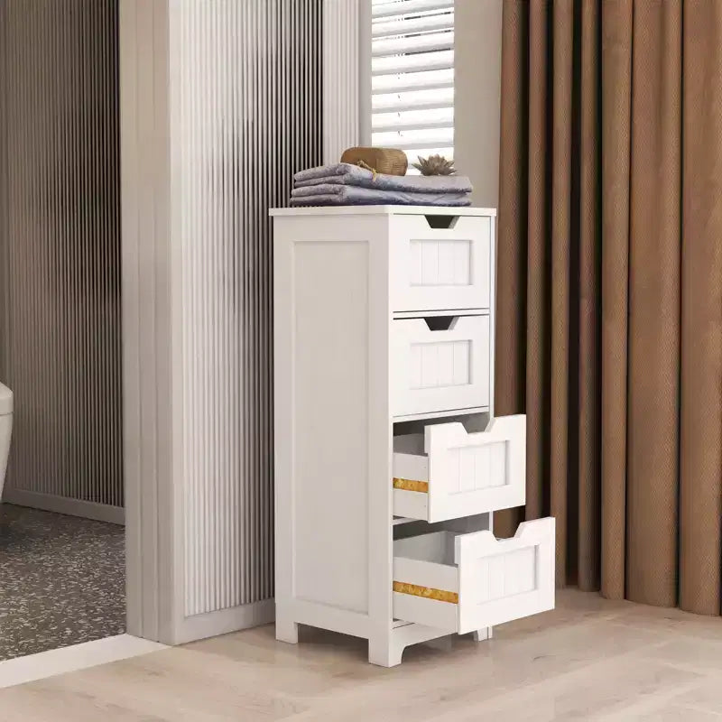 sumyeg Mobiletto da Bagno/Cucina/Soggiorno con 4 Cassetti, Bianco, Indipendente