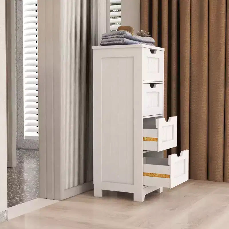 sumyeg Mobiletto da Bagno/Cucina/Soggiorno con 4 Cassetti, Bianco, Indipendente