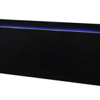 Letto matrimoniale Royal Hamton con testiera a LED, struttura in legno nero pianoforte