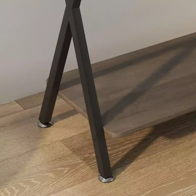 Tavolino Consolle Stretto con Mensole, Tavolo da Divano Rustico a 2 Livelli, Tavolo d'Ingresso per Corridoio, Soggiorno, Camera da Letto, Tavolino Contenitore Dietro il Divano