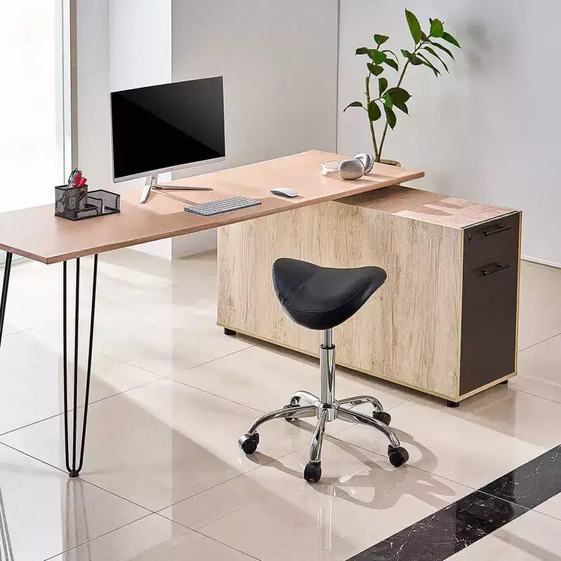 Sgabello a sella ergonomico con ruote, sedia girevole regolabile in altezza, capacità di 204 kg