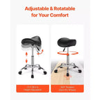 Sgabello a sella ergonomico con ruote, sedia girevole regolabile in altezza, capacità di 204 kg