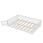 Bellemave Letto a terra per bambini in legno massello con sponde di sicurezza e porta rimovibile, letto a terra Montessori per bambini
