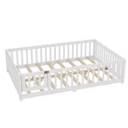 Bellemave Letto a terra per bambini in legno massello con sponde di sicurezza e porta rimovibile, letto a terra Montessori per bambini