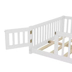 Bellemave Letto a terra per bambini in legno massello con sponde di sicurezza e porta rimovibile, letto a terra Montessori per bambini