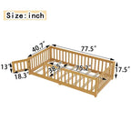 Bellemave Letto a terra per bambini in legno massello con sponde di sicurezza e porta rimovibile, letto a terra Montessori per bambini