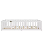 Bellemave Letto a terra per bambini in legno massello con sponde di sicurezza e porta rimovibile, letto a terra Montessori per bambini