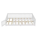 Bellemave Letto a terra per bambini in legno massello con sponde di sicurezza e porta rimovibile, letto a terra Montessori per bambini