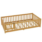 Bellemave Letto a terra per bambini in legno massello con sponde di sicurezza e porta rimovibile, letto a terra Montessori per bambini