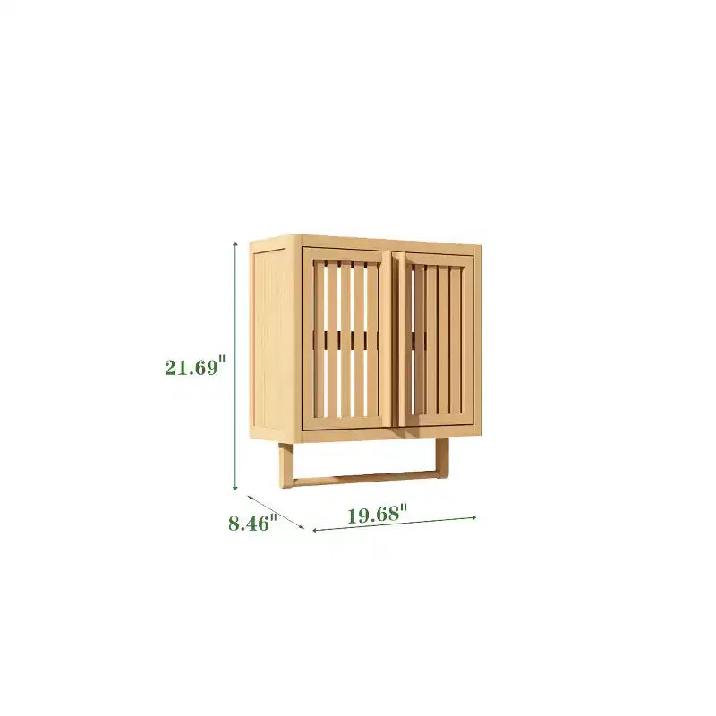Mobiletto da bagno a muro GDFStudio Havenridge in bambù con ripiano e spazio portaoggetti